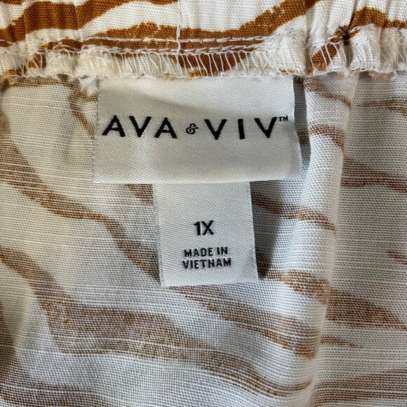 1X Brown and White Zebra Skirt Animal Trendy Plus Size Bold Exotic Festival Soft - Picture 3 of 7